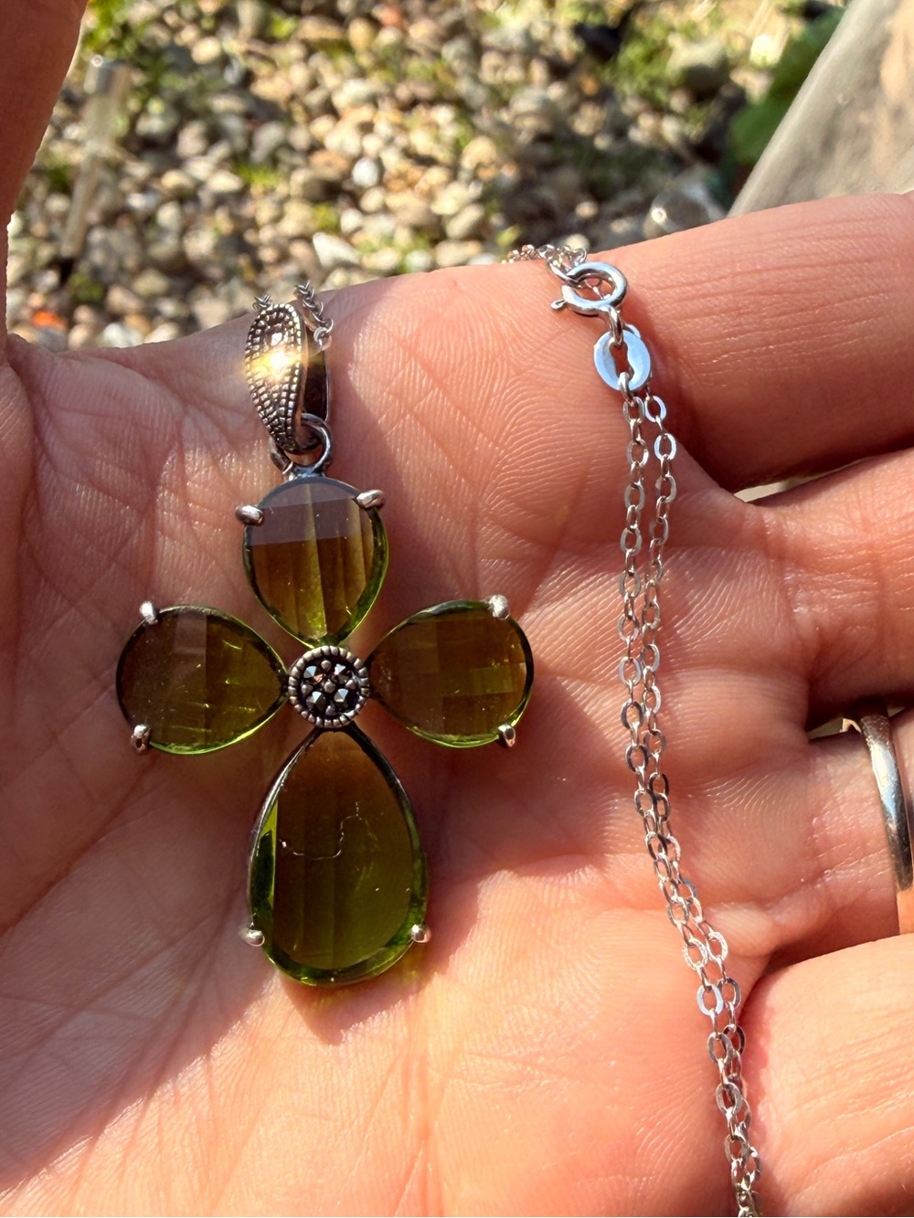 Copy- Vintage 925 Sterling Silver Peridot Marcasite